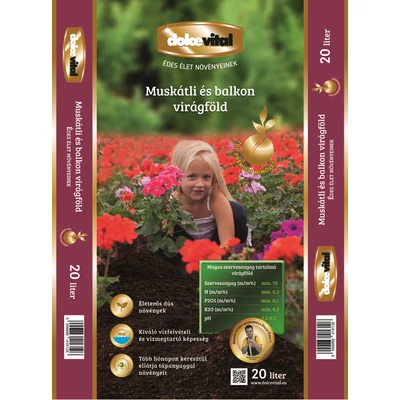 DOLCE VITAL Muskátli és balkon földkeverék 20 liter